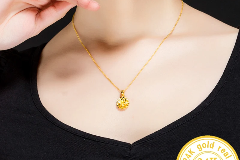 24K Pure Gold Pendant Real AU 999 Solid Gold Charm Beautiful  Trendy Classic Party Fine Jewelry