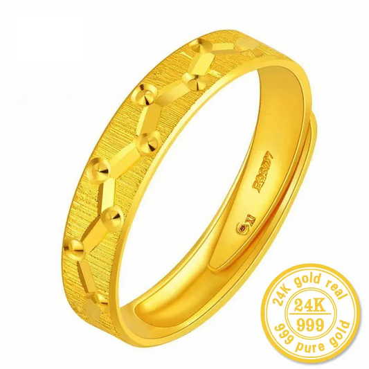 24K Pure gold classic couples Living circle gold ring neutral Couple LOVERS To marry got engaged marry MALE FAMALE GRIL