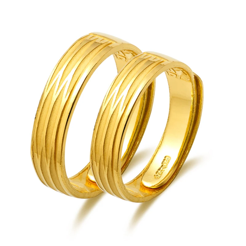 Women Jewellery Couple Rings For Wedding 24K Pure Gold Lovers Pair Rings Gold Party Fashion Rings Noble Gift Fine Jewelry