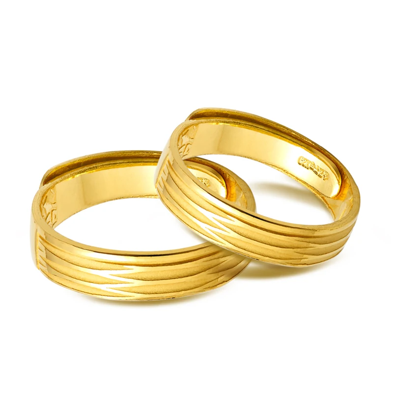 Women Jewellery Couple Rings For Wedding 24K Pure Gold Lovers Pair Rings Gold Party Fashion Rings Noble Gift Fine Jewelry