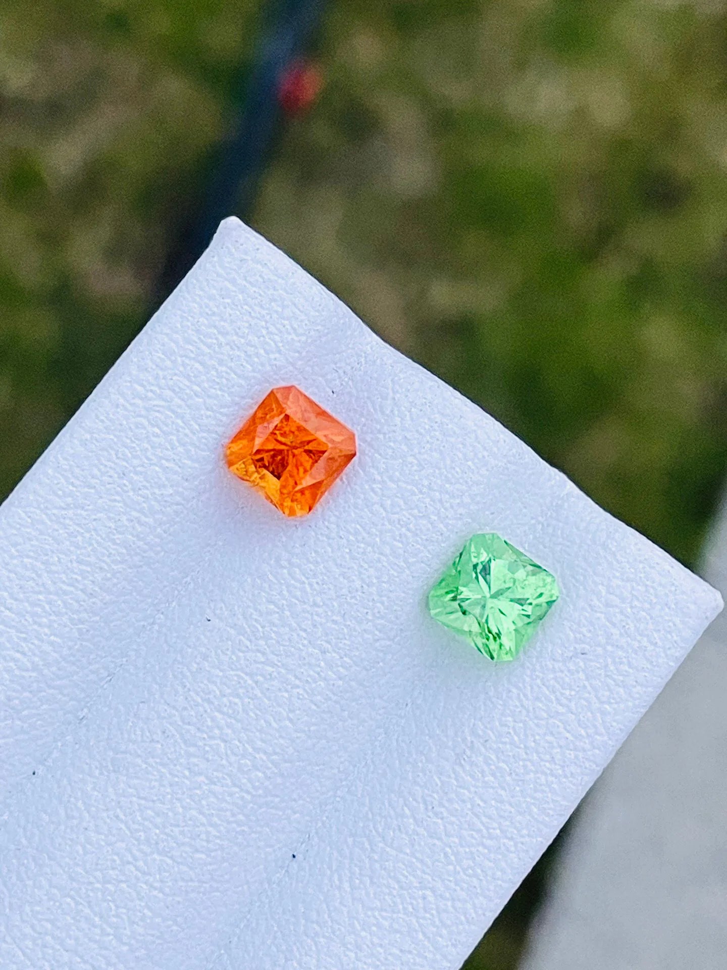 Natural Tsavorite Tanzania /Spessatite Nigiria Gemstones High Quality Cutting 2.56 Carats Green-Fanta Color Clarity