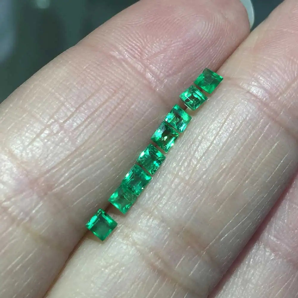Genuine Natural Colombia Emerald Loose Gemstone 1PCS Square Cut  Precious Stone For Silver Gold Women Diy Jewelry