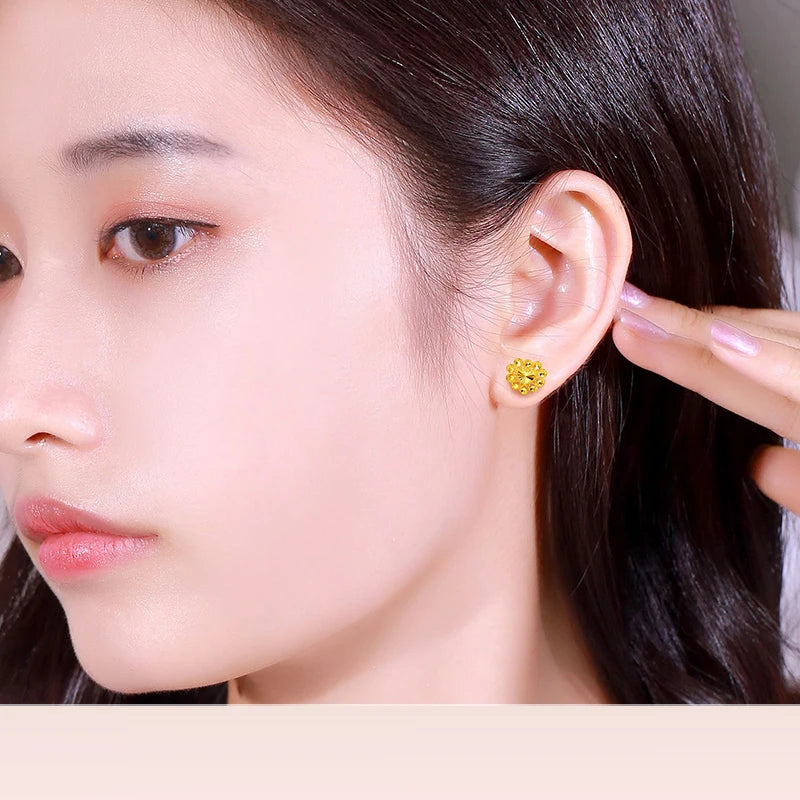 24K Pure Gold Earring Real AU 999 Solid Gold Earrings Nice Good Upscale Trendy Fine Jewelry Hot Sell New 2023