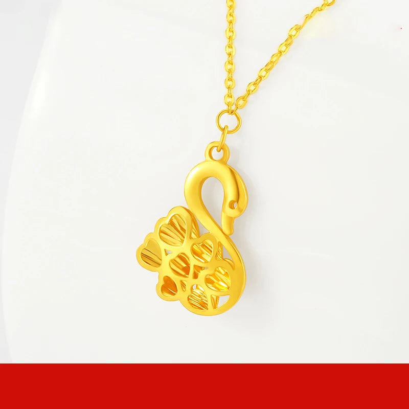24K Pure Gold Necklace Real AU 999 Solid Gold Chain Beautiful Trendy Classic Party Fine Jewelry