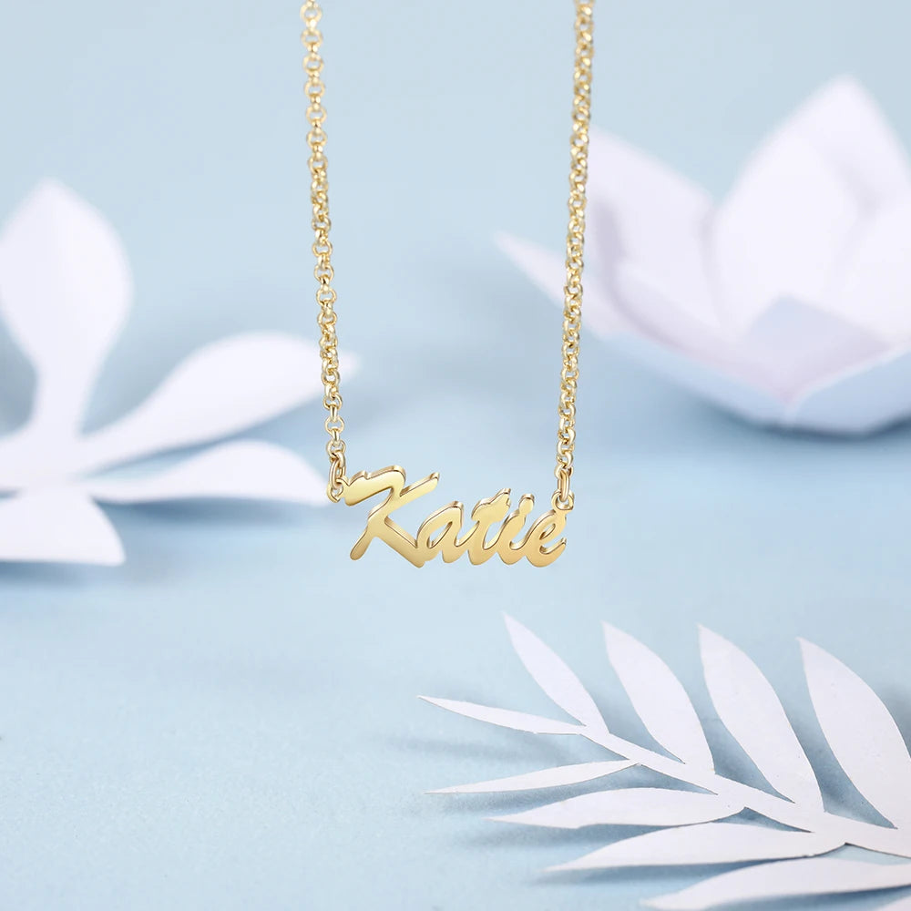925 Sterling Silver Personalized Nameplate Letter Necklace Custom Name Pendants for Women Birthday Christmas Gift for Mother Mom