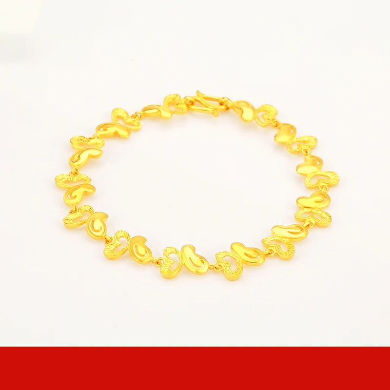 24K Pure Gold Bracelet Real 999 Solid Gold Bangle Vintage Beautiful Classic Jewelry