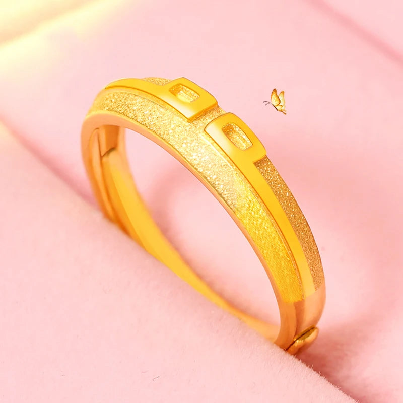 24K Pure Gold Ring Real AU 999 Solid Gold Rings Elegant Shiny  Beautiful Trendy Classic Jewelry