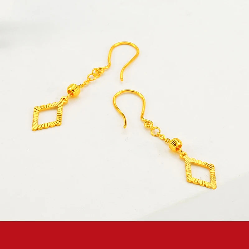 24K Pure Gold Earring Real AU 999 Solid Gold Earrings Nice Good Upscale Trendy Fine Jewelry