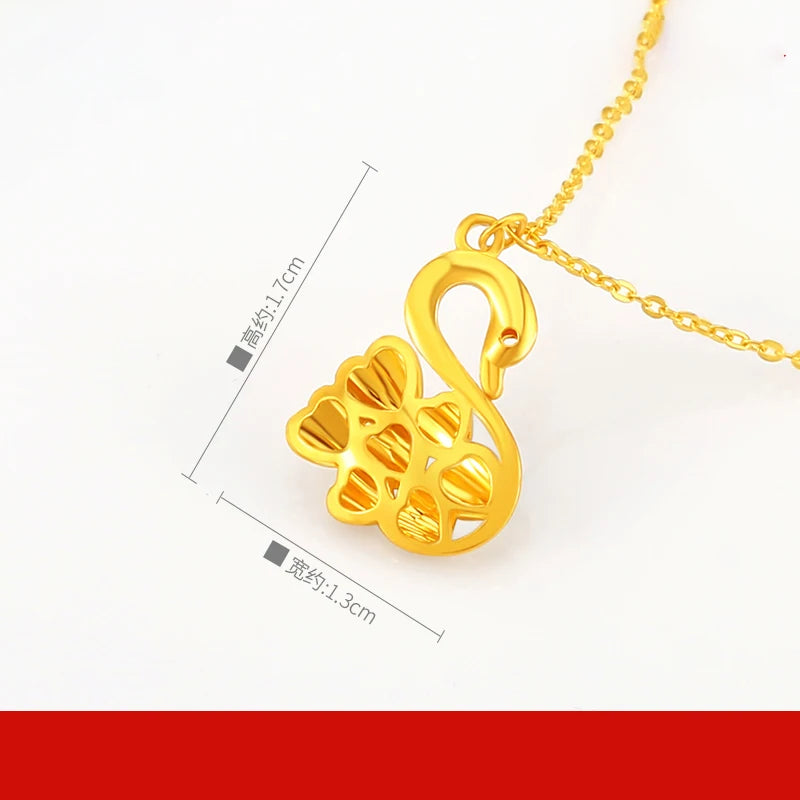 24K Pure Gold Necklace Real AU 999 Solid Gold Chain Beautiful Trendy Classic Party Fine Jewelry