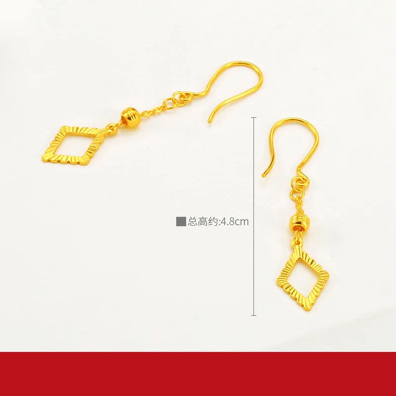 24K Pure Gold Earring Real AU 999 Solid Gold Earrings Nice Good Upscale Trendy Fine Jewelry