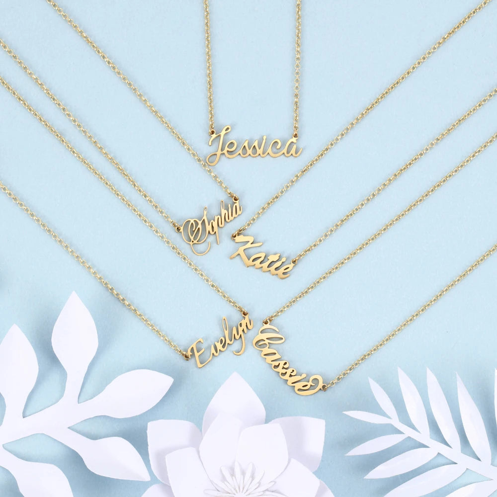 925 Sterling Silver Personalized Nameplate Letter Necklace Custom Name Pendants for Women Birthday Christmas Gift for Mother Mom