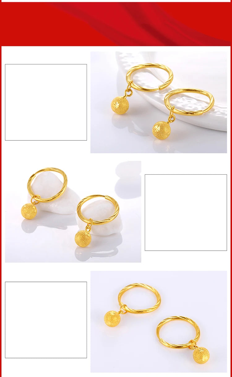 24K Pure Gold Earring Real AU 999 Solid Gold Earrings Good Hollow Ball Tassel Upscale Trendy Fine Jewelry Hot Sell New 2023