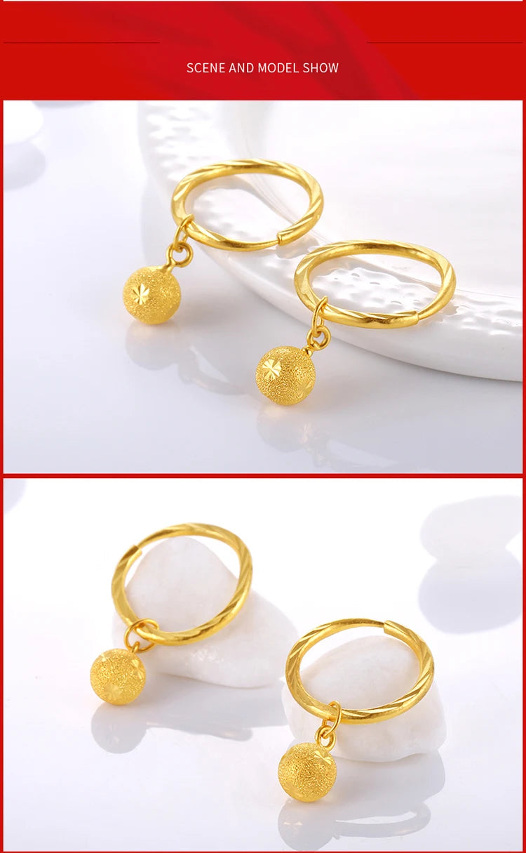 24K Pure Gold Earring Real AU 999 Solid Gold Earrings Good Hollow Ball Tassel Upscale Trendy Fine Jewelry Hot Sell New 2023