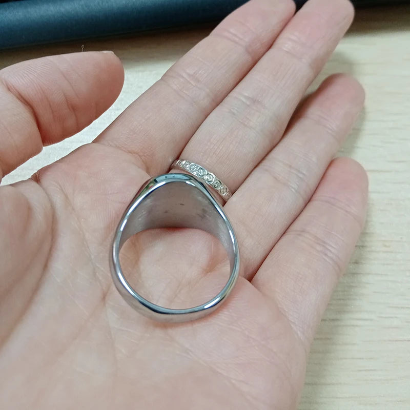 Bague en argent massif 925 avec nom gravé 13 mm Bague ronde personnalisée avec photo gravée en 3D ou à plat Bagues chevalières pour Cindy