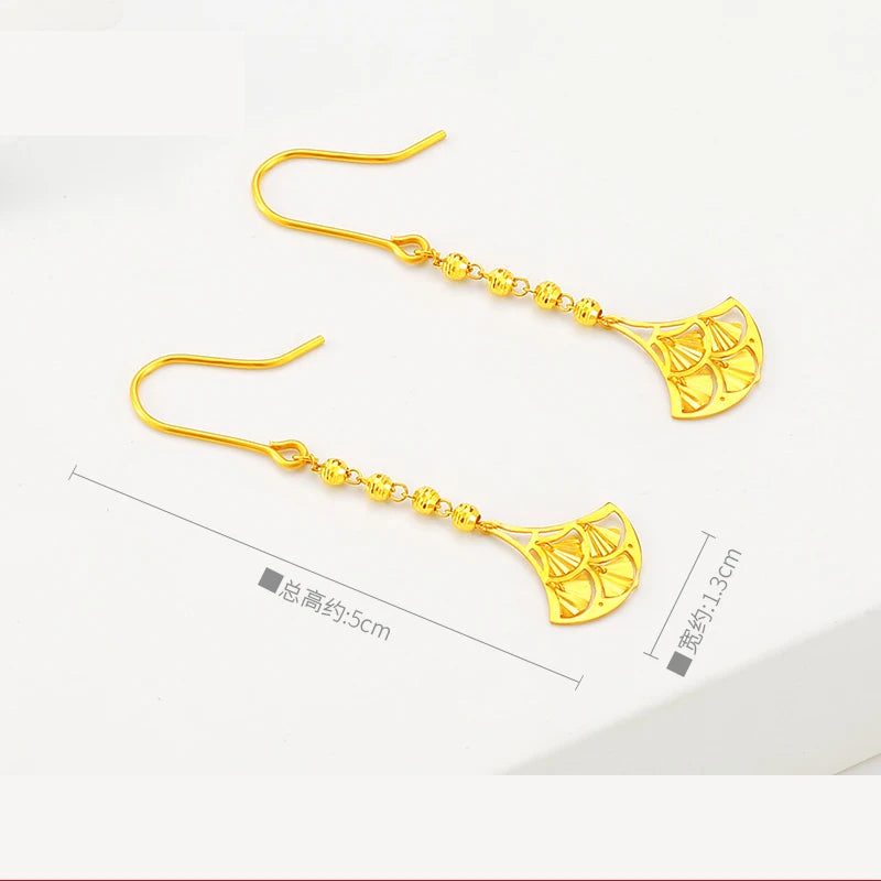 24K Pure Gold Earring Real AU 999 Solid Gold Earrings Nice Good Trendy Fine Jewelry
