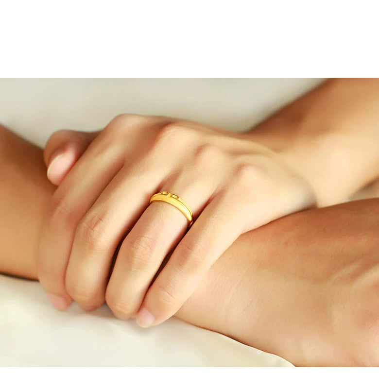 24K Pure Gold Ring Real AU 999 Solid Gold Rings Elegant Shiny  Beautiful Trendy Classic Jewelry