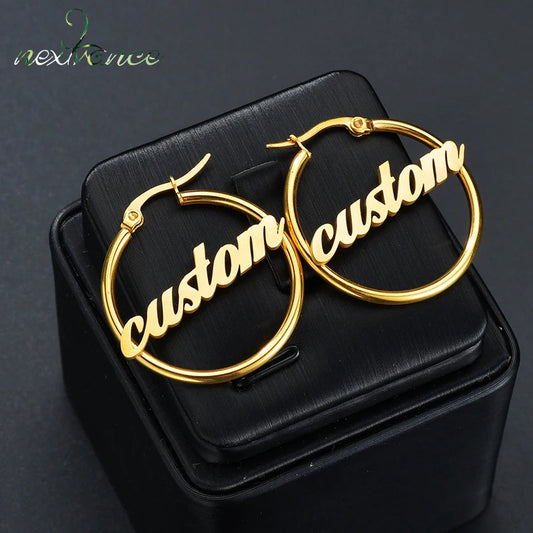 Personalized Name Drop Earrings Customize Namplate ID Dangle Earring Women Stainless Steel Party Gift