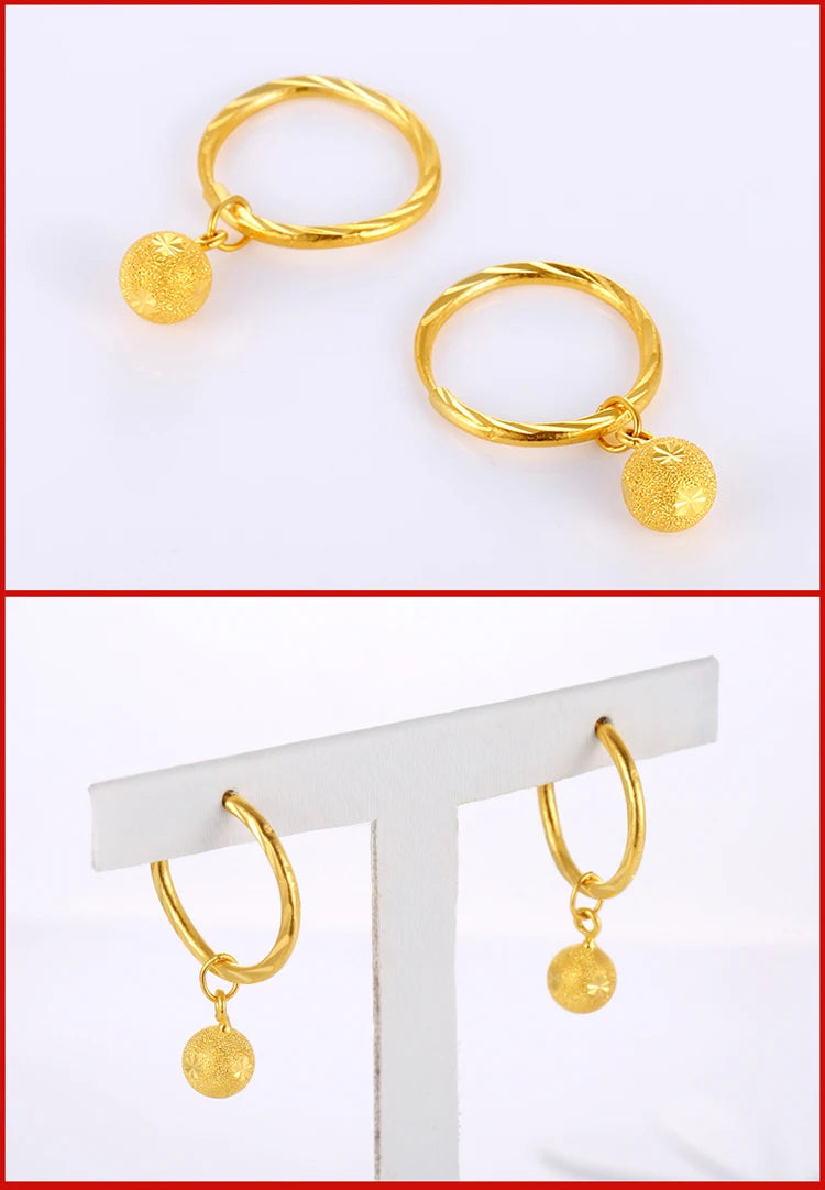 24K Pure Gold Earring Real AU 999 Solid Gold Earrings Good Hollow Ball Tassel Upscale Trendy Fine Jewelry Hot Sell New 2023