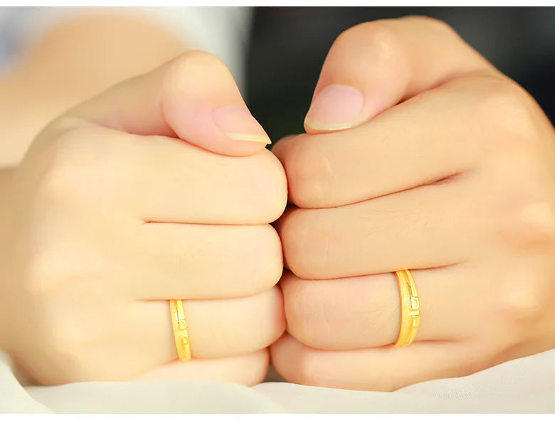 24K Pure Gold Ring Real AU 999 Solid Gold Rings Elegant Shiny  Beautiful Trendy Classic Jewelry