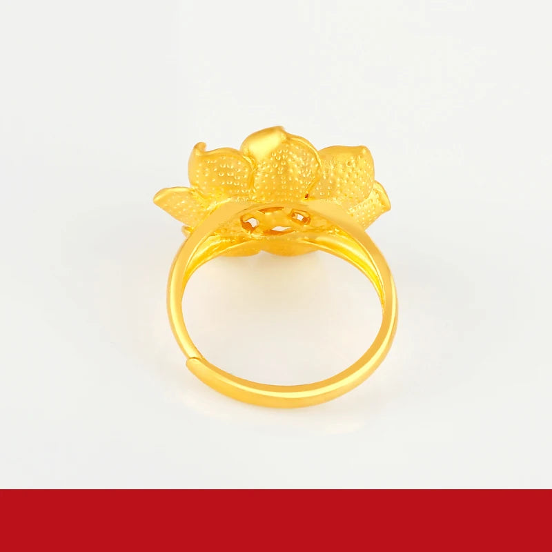 24K Pure Gold Ring Real AU 999 Solid Gold Rings Elegant Shiny  Beautiful Upscale Trendy Classic Jewelry