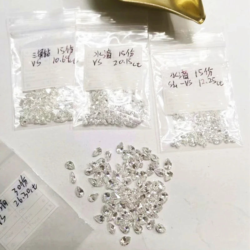100% Natural Diamond Loose Gemstone Pear Cut FG Color Good Cut Diamond for Fine Jewelry Wholesale