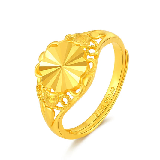 24K Pure Gold Ring Real AU 999 Solid Gold Rings Elegant Shiny  Beautiful Upscale Trendy Classic Jewelry