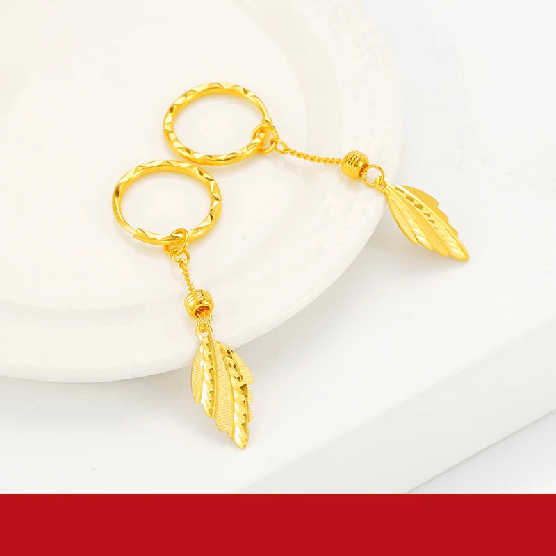 24K Pure Gold Earring Real AU 999 Solid Gold Earrings Nice Good  Upscale Trendy Fine Jewelry