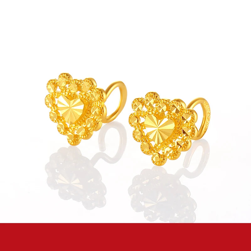 24K Pure Gold Earring Real AU 999 Solid Gold Earrings Nice Good Upscale Trendy Fine Jewelry Hot Sell New 2023