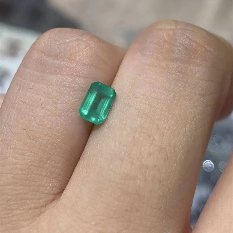 2021 Square Natural Green Emerald Stone 5*7mm 1cts Grown Columbian Emerald Stone Ring