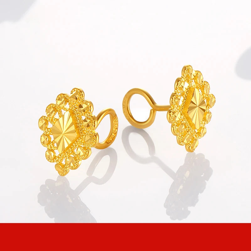 24K Pure Gold Earring Real AU 999 Solid Gold Earrings Nice Good Hollow Tassel Upscale Trendy Fine Jewelry Hot Sell New 2023