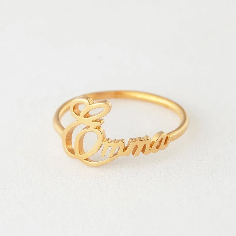 Bagues de fiançailles délicates et personnalisées en acier inoxydable avec plaque signalétique personnalisée, cadeaux de mariage