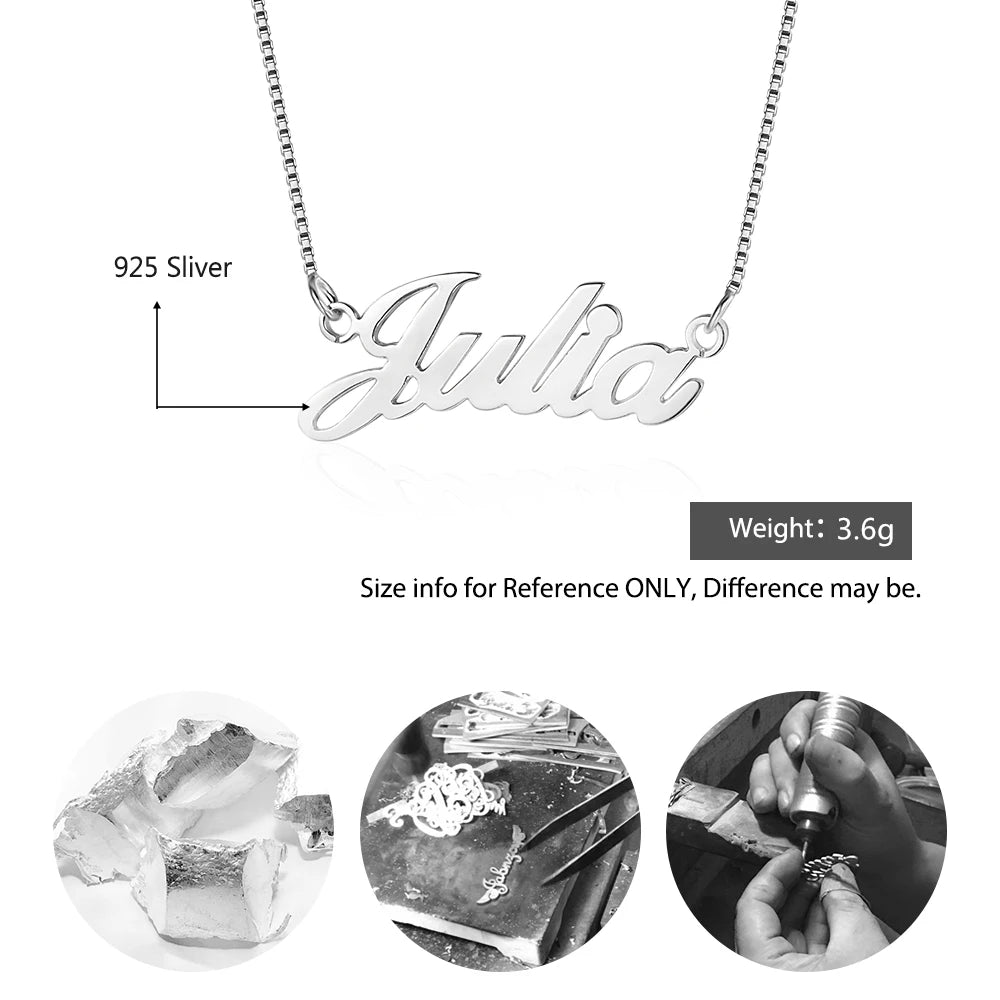 925 Sterling Silver Personalized Nameplate Letter Necklace Custom Name Pendants for Women Birthday Christmas Gift for Mother Mom
