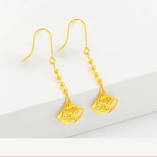 24K Pure Gold Earring Real AU 999 Solid Gold Earrings Nice Good Trendy Fine Jewelry