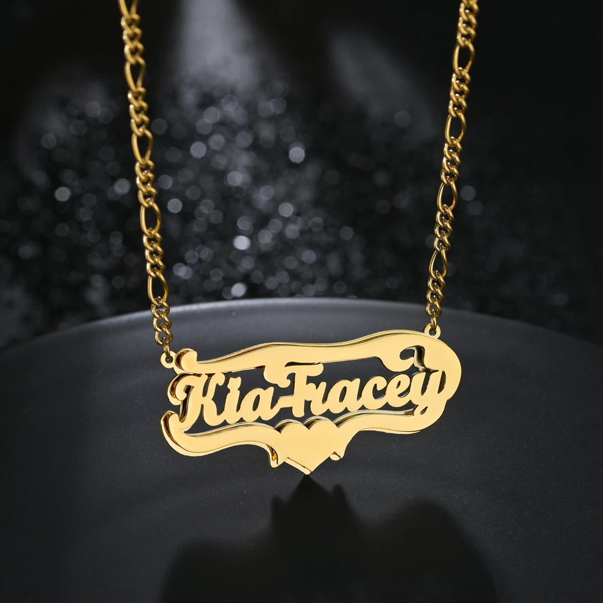 Collier personnalisé avec double nom Hip Hop, collier avec nom gothique, double plaqué, pendentif avec gravure, piercing, bijoux cadeau