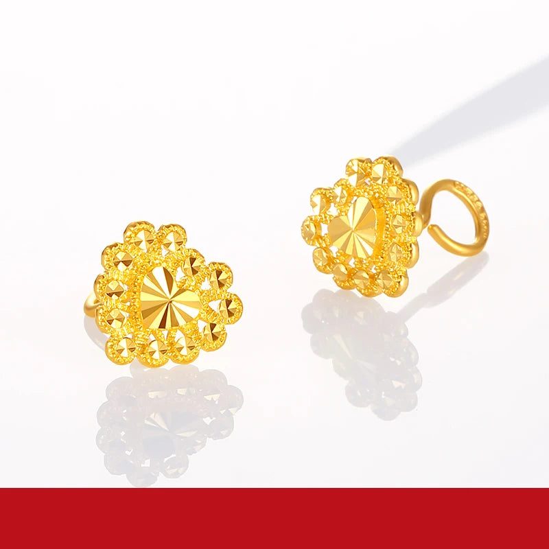 24K Pure Gold Earring Real AU 999 Solid Gold Earrings Nice Good Upscale Trendy Fine Jewelry Hot Sell New 2023