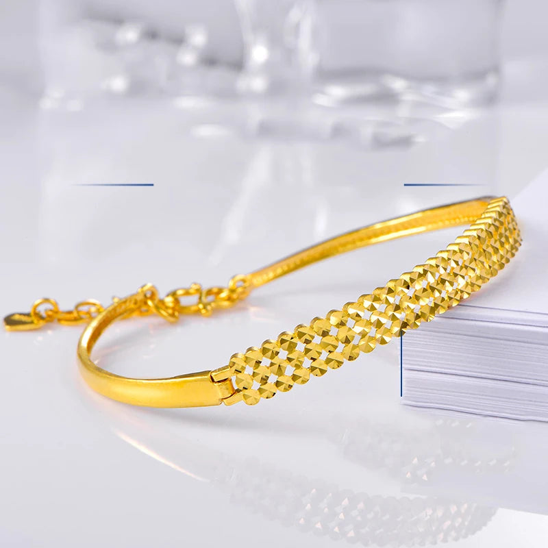 24K Pure Gold Bracelet Real 999 Solid Gold Bangle Beautiful