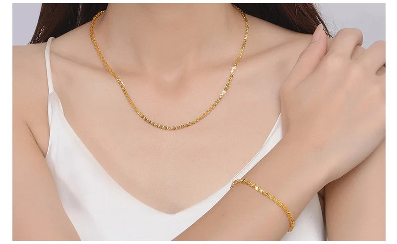 18K gold necklace Pterisaur necklace color gold clavicle necklace adjustable heart core tail gold necklace female models classic