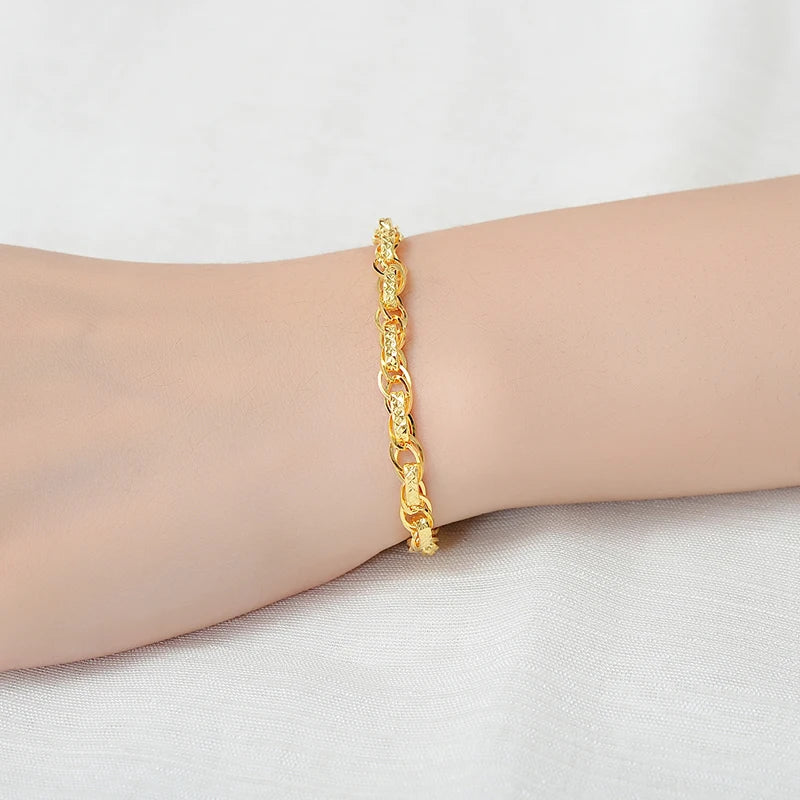 24K Pure Gold Bracelet Real 999 Solid Gold Bangle Simple Fashion Hollow Design  Classic Jewelry