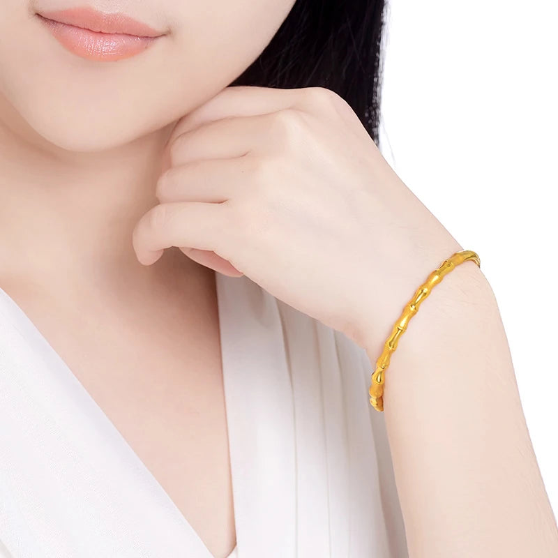 24K Pure Gold Bracelet Real 999 Solid Gold Bangle Upscale Beautiful  Romantic Trendy Classic Jewelry