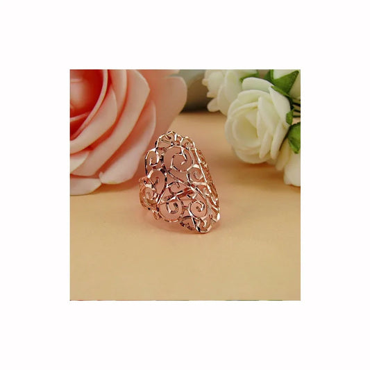 18k Rose Gold Ring 2023 New Women Fine Jewelry Hollowed-out Light Luxury Style Gift Female Ring