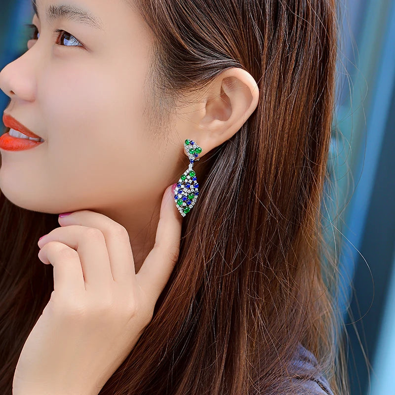 Natural 9.28ctw Cabochon Round Sapphires Emeralds and Diamonds Earrings 18kt Gold Retro English Lock For Women