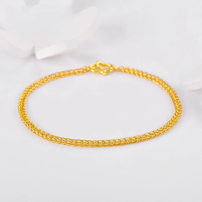 Pure Gold Bracelet Real 999 Solid Gold Bangle Shiny Charming Beautiful Classic Fine Jewelry