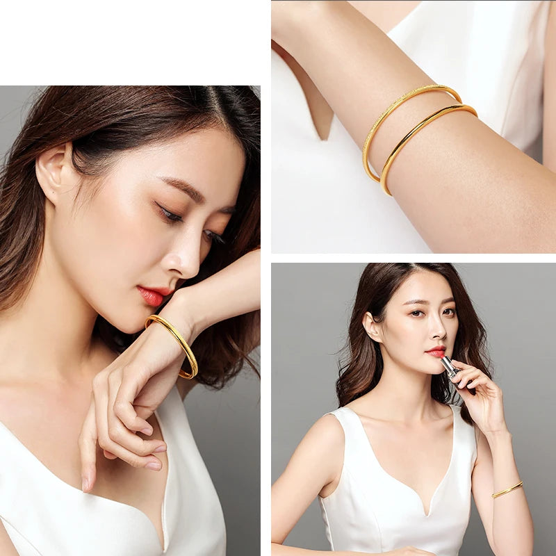 24K Pure Gold Bracelet Real 999 Solid Gold Bangle Woman Fine Bracelets Fashion Trendy Classic Jewelry