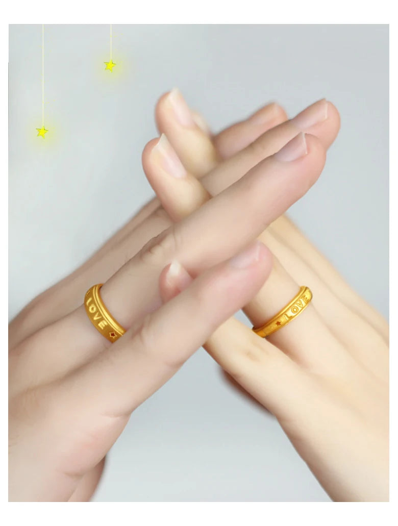 24K Pure Gold Ring Real AU 999 Solid Gold Rings Elegant Shiny  Beautiful Upscale Trendy Classic Jewelry