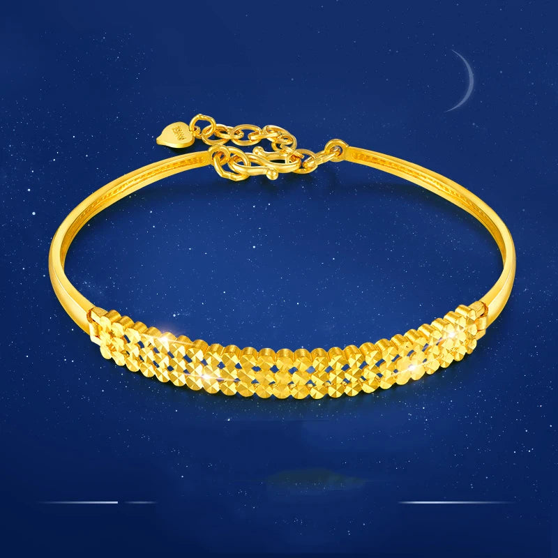 24K Pure Gold Bracelet Real 999 Solid Gold Bangle Beautiful