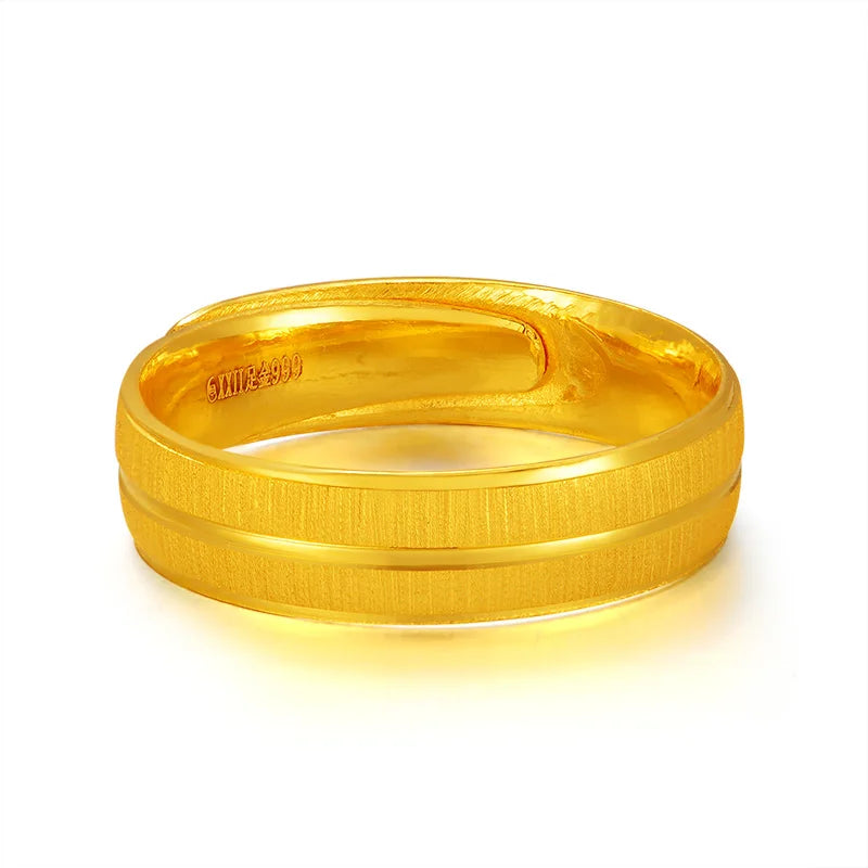 New 24k Pure Gold Pairs Of Rings Couples Bridal Sets With Fashion Design For Wedding Romantic For Lovers Gifts
