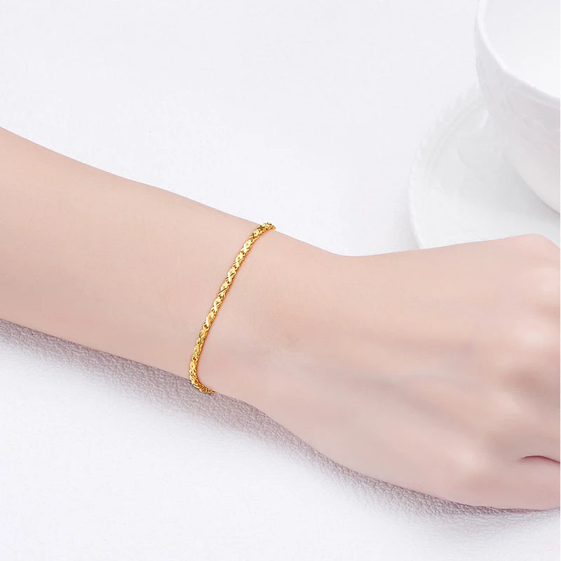 24K Pure Gold Bracelet Real 999 Solid Gold Bangle Simple Fashion Elegant Classic Fine Jewelry