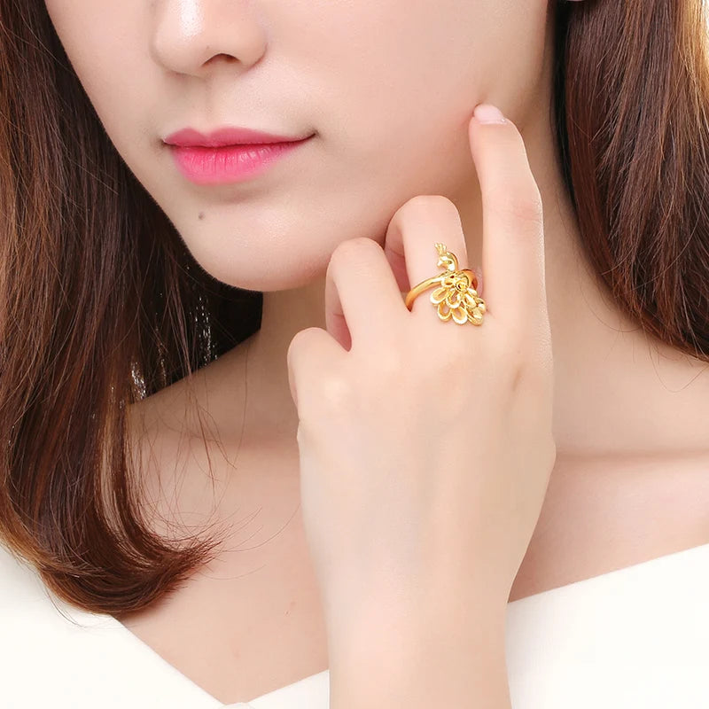 24K Pure Gold Ring Real AU 999 Solid Gold Rings Elegant Shiny Beautiful Upscale Trendy Classic Jewelry
