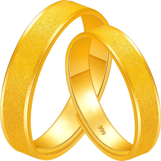 24K Pure Gold Ring Real AU 999 Solid Gold Rings Good Shiny Beautiful Couple Ring Trendy Classic Fine Jewelry