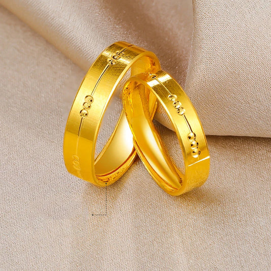 24K Pure Gold Ring Real AU 999 Solid Gold Rings Good Shiny Glossy Trendy Classic Party Fine Jewelry Love Couples